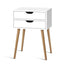Artiss Bedside Table 2 Drawers - BODIE White