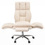 Artiss Big & Tall Criss Cross Office Chair with Flip Armrests Foot Rest Reclining Teddy Fleece Beige