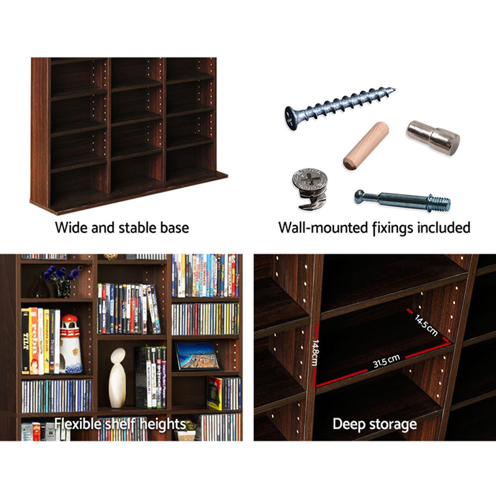 Artiss Bookshelf CD Storage Rack - BERT Walnut