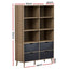 Artiss Bookshelf with 4 Drawers - MITZI Oak and Blue