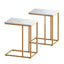 Artiss C Shaped End Table Set of 2 Coffee Table Side Table White & Gold