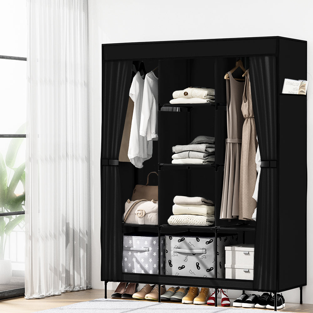 Artiss Clothes Wardrobe Closet Storage Large Portable Organiser with Shelf Black