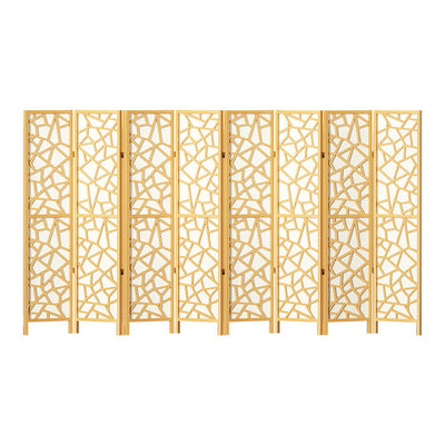 Artiss Clover Room Divider Screen Privacy Wood Dividers Stand 8 Panel Natural