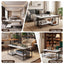 Artiss Coffee Table 100cm Faux Marble Finish Center Table 2-Tier Storage White&Black