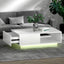 Artiss Coffee Table LED Lights High Gloss Storage Drawer Modern Furniture White