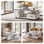 Artiss Coffee Table Marble Finish Center Table with Storage Drawer Cabinet Wood White