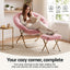Artiss Comfy Saucer Chair Soft Faux Fur Foldable Accent Chair with Ottoman Pink