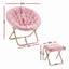 Artiss Comfy Saucer Chair Soft Faux Fur Foldable Accent Chair with Ottoman Pink