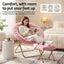 Artiss Comfy Saucer Chair Soft Faux Fur Foldable Accent Chair with Ottoman Pink