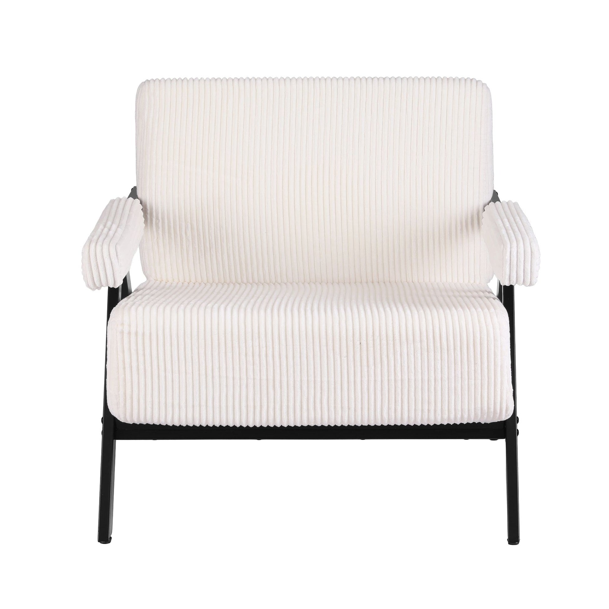 Artiss Compressed Armchair White Corduroy Accent Chair for Small Space