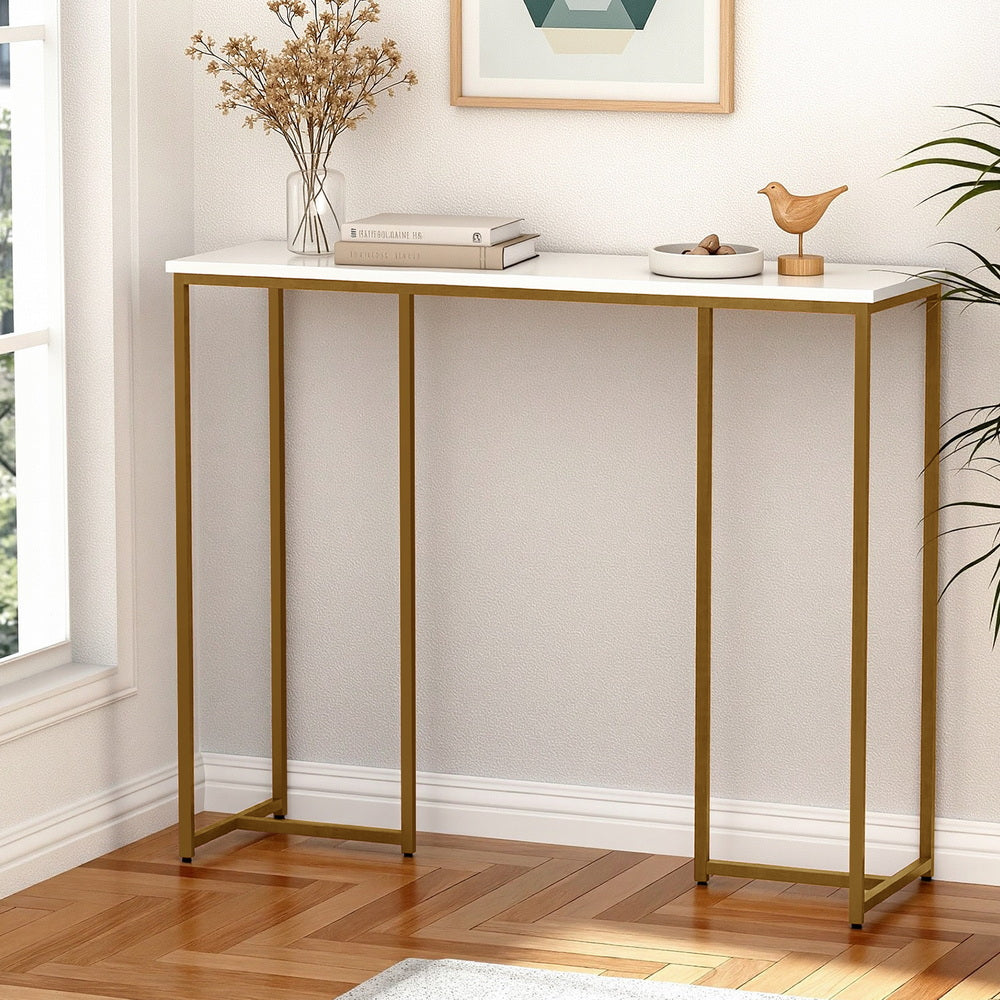 Artiss Console Table Marble Effect White&Gold
