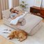 Artiss Convertible Folding Sofa Bed 30D High-Density Foam Boneless Couch with Corduroy Sleeper Couch Lounger for Living Room Beign