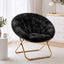 Artiss Cozy Saucer Chair Soft Faux Fur Folding Accent Chair for Bedroom Black