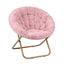 Artiss Cozy Saucer Chair Soft Faux Fur Folding Accent Chair for Bedroom Pink