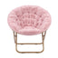 Artiss Cozy Saucer Chair Soft Faux Fur Folding Accent Chair for Bedroom Pink