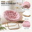 Artiss Cozy Saucer Chair Soft Faux Fur Folding Accent Chair for Bedroom Pink