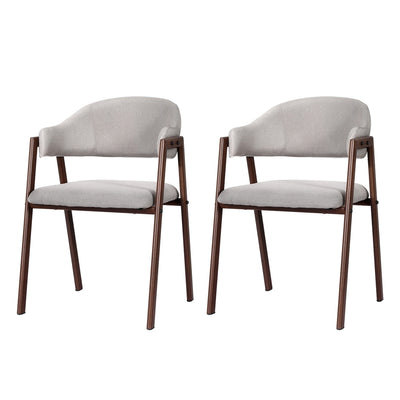 Artiss Dining Chairs Set of 2 Linen Hollow Armchair Grey