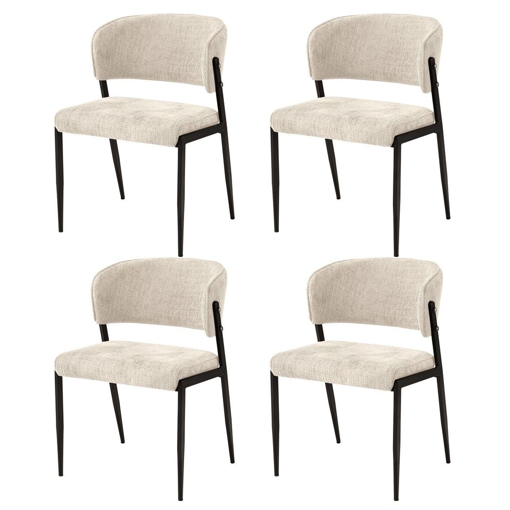 Artiss Dining Chairs Set of 4 Linen Fabric Soft Upholstered Chairs Beige