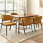 Artiss Dining Chairs Set of 4 Linen Fabric Soft Upholstered Chairs Mustard