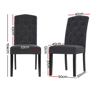 Artiss Dining Chairs Set of 4 Linen Parsons Chair Dark Grey