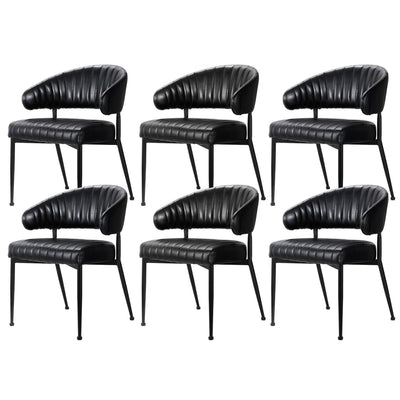 Artiss Dining Chairs Set of 6 Leather Hollow Armchair Black
