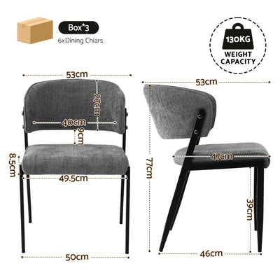 Artiss Dining Chairs Set of 6 Linen Fabric Soft Upholstered Chairs Grey