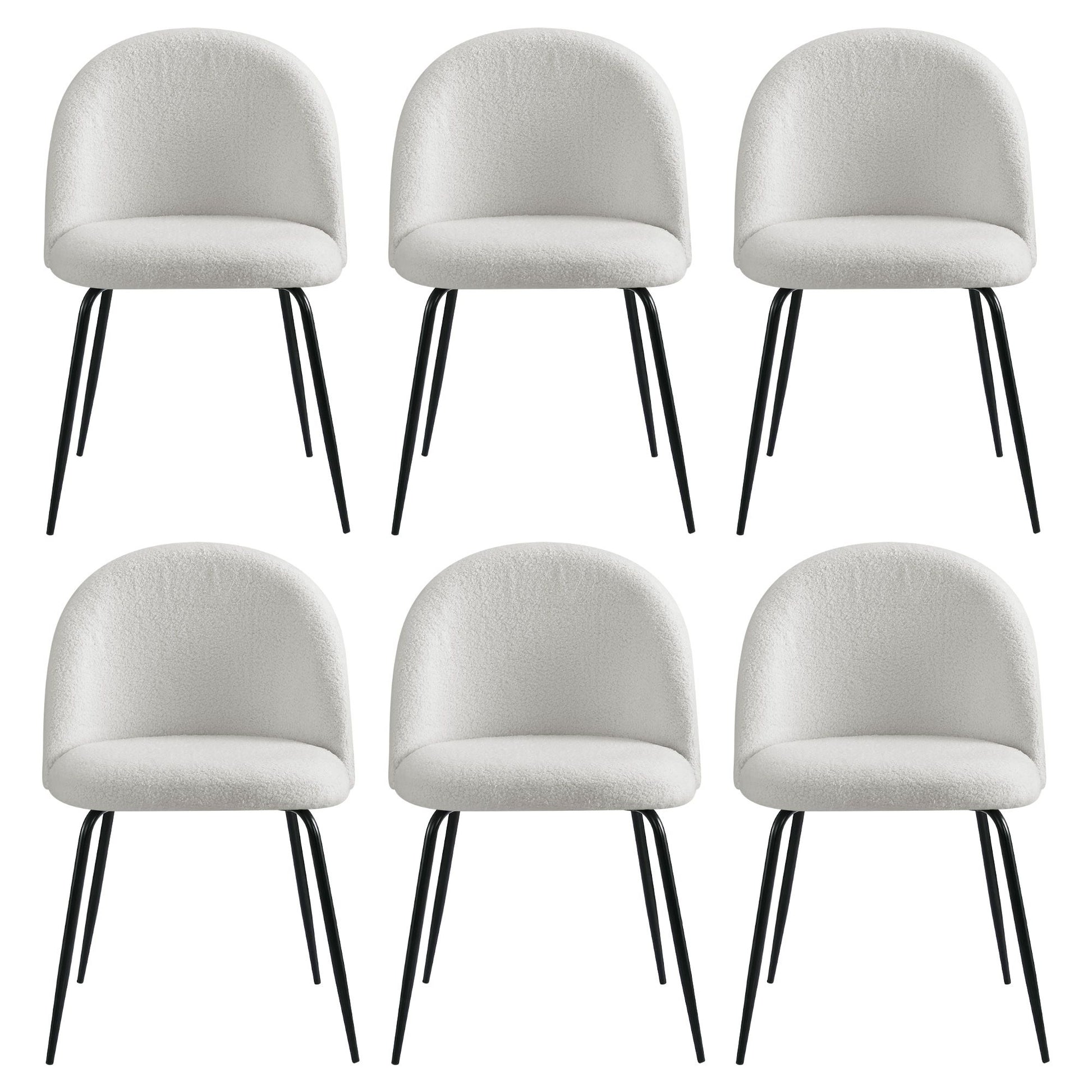 Artiss Dining Chairs Set of 6 Sherpa Boucle White