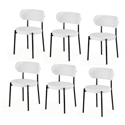 Artiss Dining Chairs Set of 6 Sherpa Boucle White