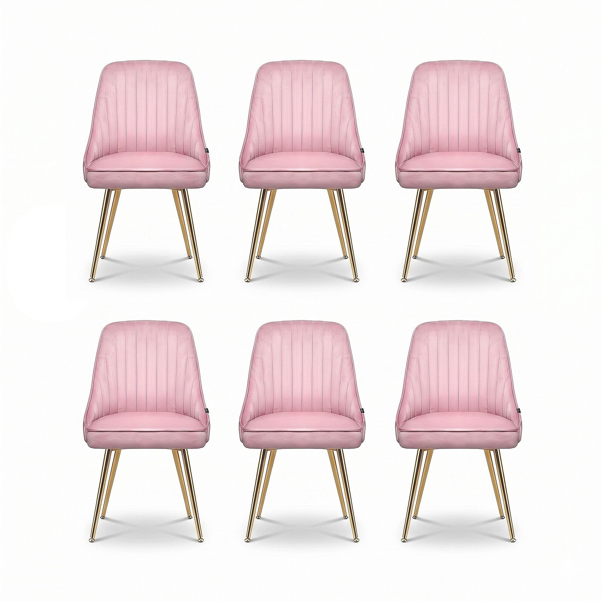 Artiss Dining Chairs Set of 6 Velvet Channel Tufted Pink