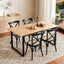 Artiss Dining Table and Chairs Set 5PCS Industrial 4 Black Rattan Chairs for Kitchen, Dining Room, Café