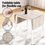 Artiss Dining Table and Chairs Set 5pcs with Extendable 60-120cm Drop-Leaf Table Natural White