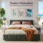 Artiss Double Bed Frame Chenille Heavy Duty Platform Base Green 300kg Support No Box Spring Needed