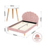 Artiss Double Bed Frame and Round Coffee Table Set Pink Velvet Bedhead with Wooden Side Table
