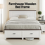 Artiss Double Wooden Bed Frame and 2 Bedside Table Bedroom Furniture Set