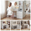 Artiss Dressing Table Makeup Vanity Desk LED Mirror Drawers Charging Station Curved Edge White
