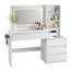 Artiss Dressing Table Makeup Vanity Desk LED Mirror Drawers Charging Station Curved Edge White