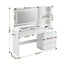 Artiss Dressing Table Makeup Vanity Desk LED Mirror Drawers Charging Station Curved Edge White