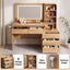 Artiss Dressing Table Makeup Vanity Desk LED Mirror Drawers Charging Station Curved Edge Wood