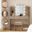 Artiss Dressing Table Set Stool 10 Led Bulbs Wood