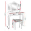Artiss Dressing Table Stool Set Foldable Mirror White