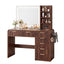 Artiss Dressing Table Vanity Desk LED Lighted Mirror Glass Top 7 Fluted Drawers 120CM Walnut