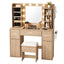 Artiss Dressing Table Vanity Desk LED Mirror Stool Set Charging Station Glass Top Rotating Shelf Wood