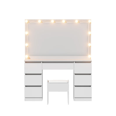 Artiss Dressing Table Vanity Desk Set Stool 12 Led Bulbs White