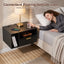 Artiss Floating Bedside Table with Charging Station Black Nightstand 1 Drawer