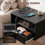 Artiss Floating Bedside Table with Charging Station Black Nightstand 1 Drawer