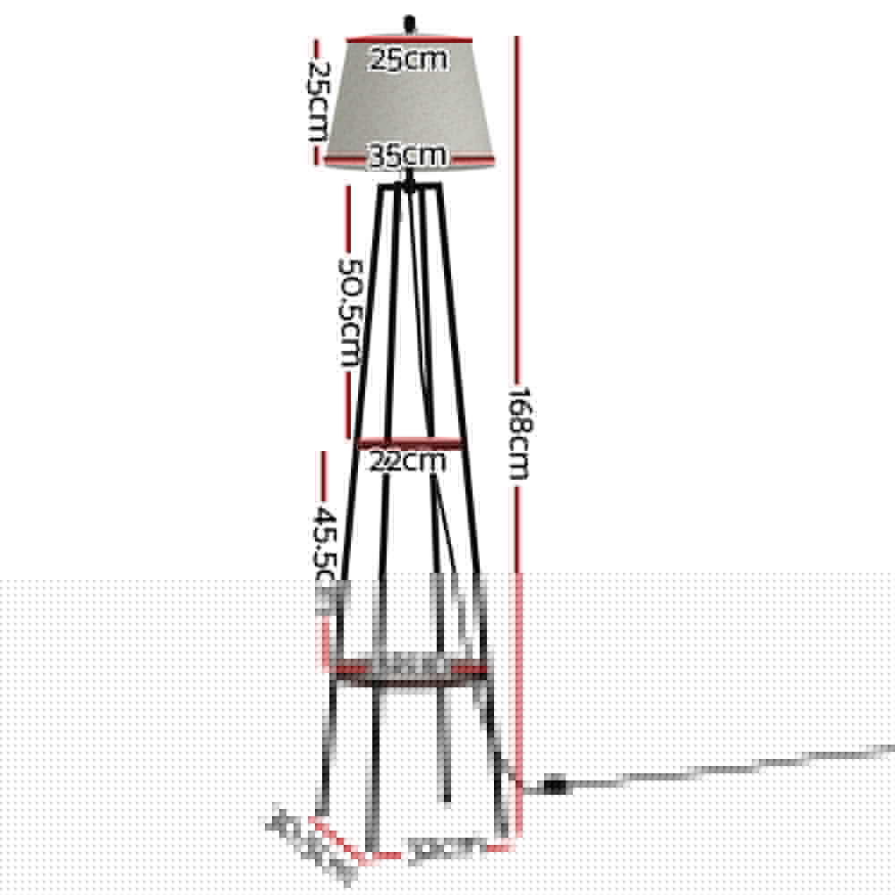 Artiss Floor Lamp 2 Tier Shelf Storage LED Light Stand Home Living Room Upright