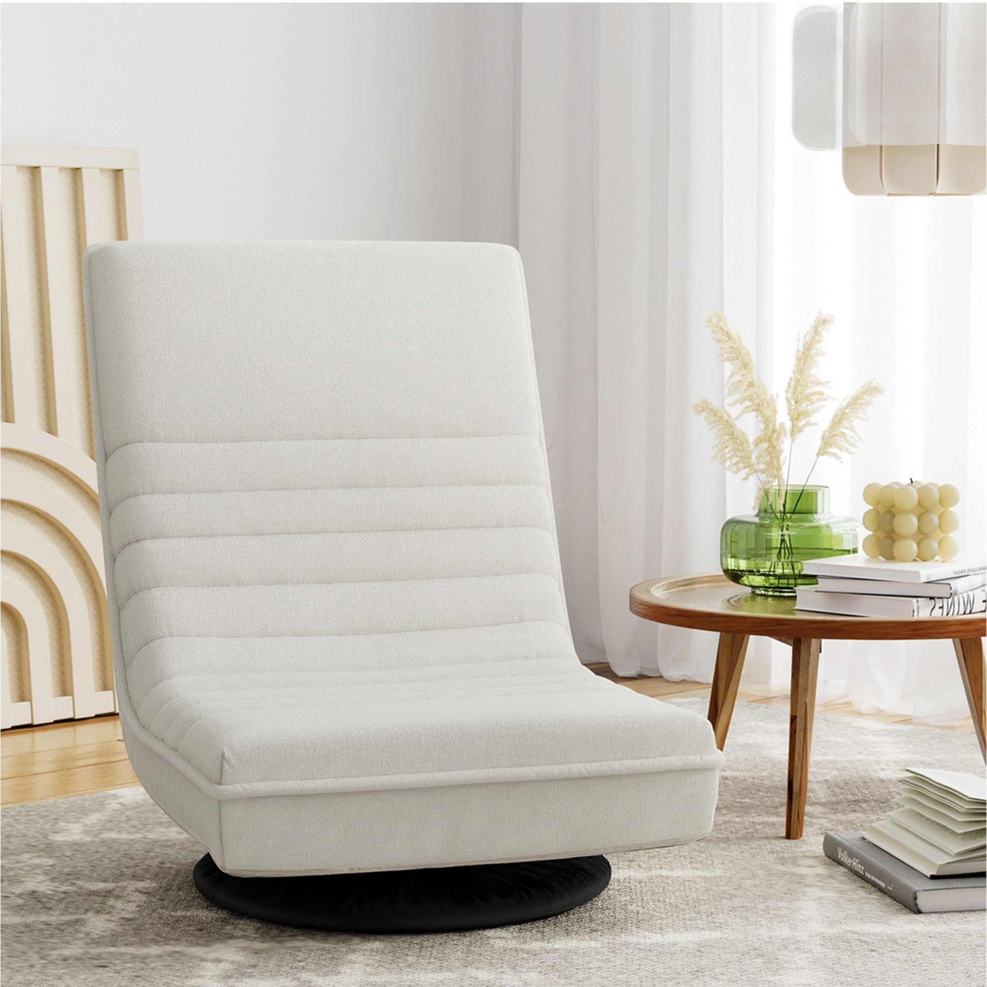 Artiss Floor Lounge & Round Coffee Table Side End Table with Charging Station Set
