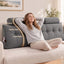 Artiss Headboard Pillow King Wedge Backrest Triangular with 2 Cushions Grey