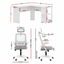 Artiss Home Office Desk and Chair Set, 136cm L Shaped Computer Desk with Shelves & Cable Management, Ergonomic Mesh Office Chair with Adjustable Headrest, Flip-Up Armrests