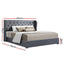 Artiss Issa Bed Frame Fabric Gas Lift Storage - Grey King